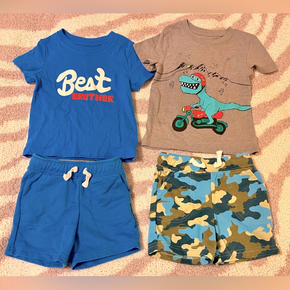 Cat&Jack Baby Boy Clothing Bundle- 2 Pairs of Shorts and 2 Shirts, Size 18M, EUC